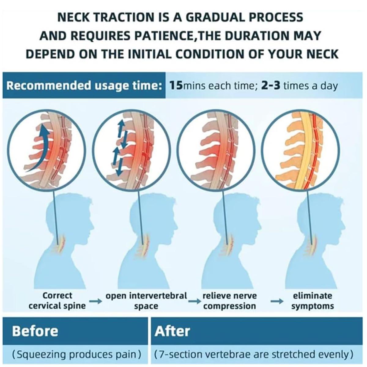 Cervical Neck Stretcher with 8 Airbags & Triple Traction