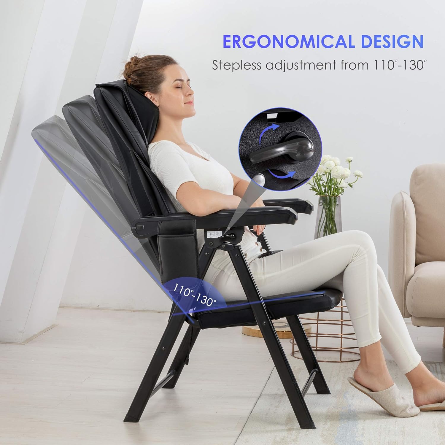 Folding Massage Chair Portable – Shiatsu Neck & Back Massager with Heat